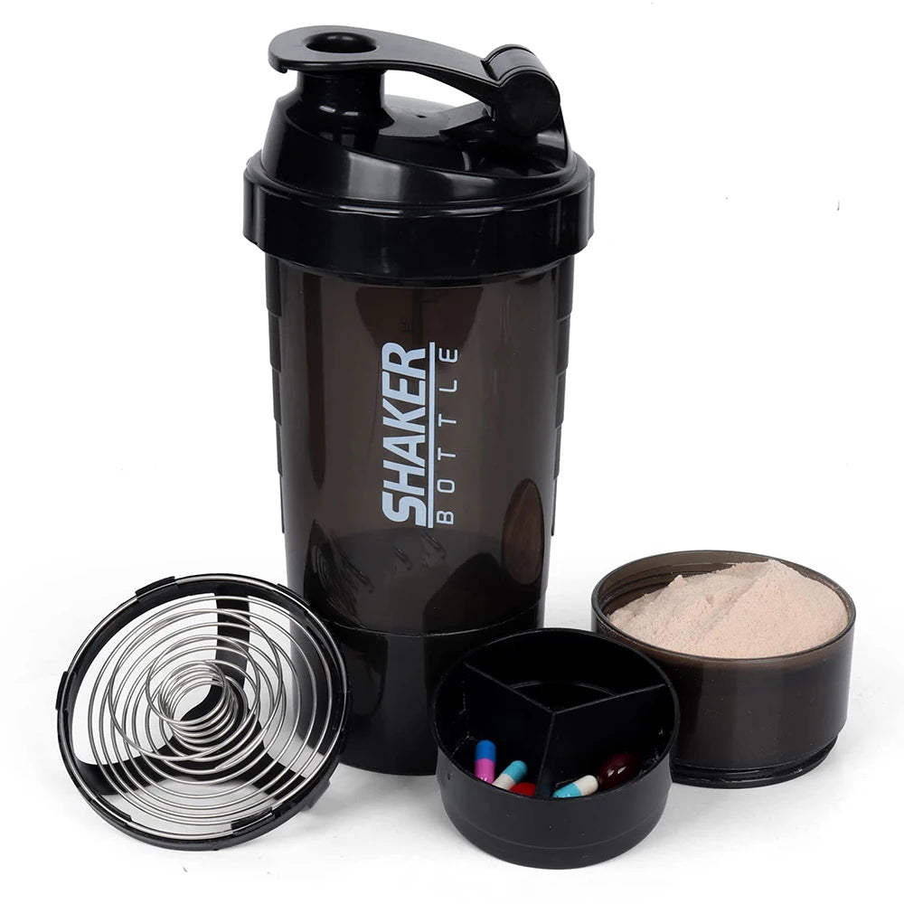 Garrafa de Proteína Shaker Pó Com 3 Camadas